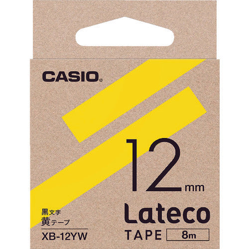 カシオ　ラテコ（Ｌａｔｅｃｏ）専用詰め替えテープ　１２ｍｍ　黄テープに黒文字　XB12YW　1 個