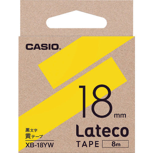 カシオ　ラテコ（Ｌａｔｅｃｏ）専用詰め替えテープ　１８ｍｍ　黄テープに黒文字　XB18YW　1 個