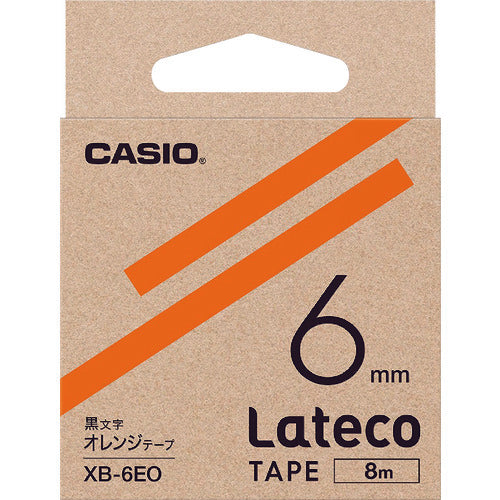 카시오 라테코 (Lateco) 전용 리필 테이프 6mm 오렌지 테이프에 검은 문자 XB6EO 1 개