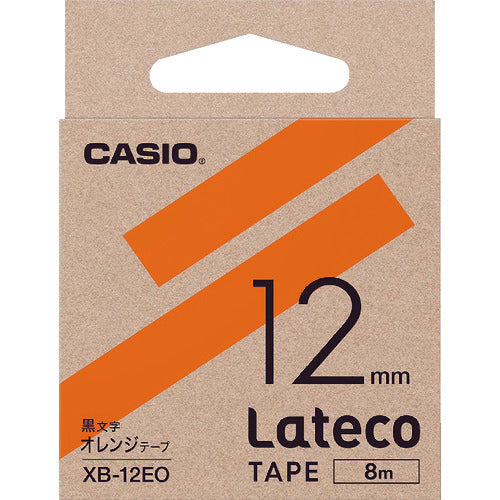 カシオ　ラテコ（Ｌａｔｅｃｏ）専用詰め替えテープ　１２ｍｍ　オレンジテープに黒文字　XB12EO　1 個