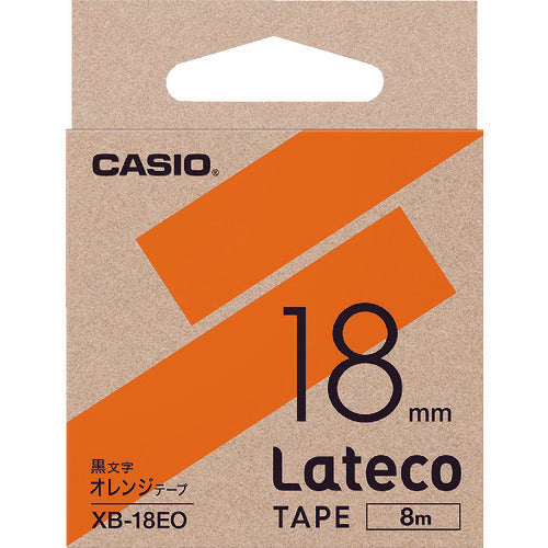 カシオ　ラテコ（Ｌａｔｅｃｏ）専用詰め替えテープ　１８ｍｍ　オレンジテープに黒文字　XB18EO　1 個