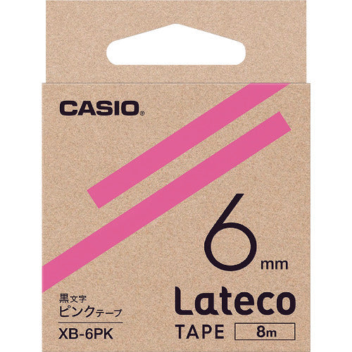카시오 라테코(Lateco) 전용 리필 테이프 6mm 핑크 테이프에 검은 문자 XB6PK 1개