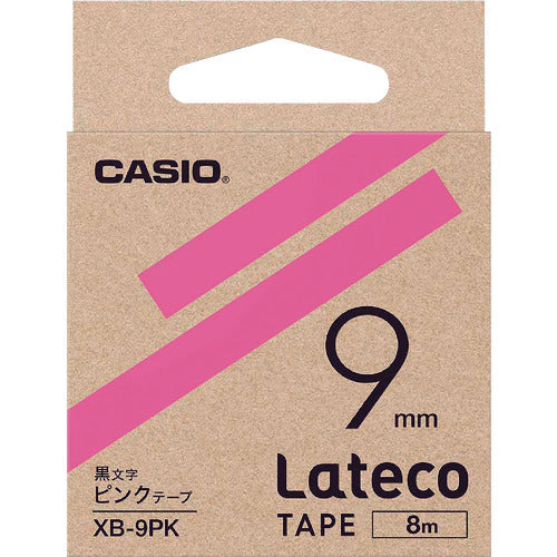 카시오 라테코 (Lateco) 전용 리필 테이프 9mm 핑크 테이프에 블랙 문자 XB9PK 1개