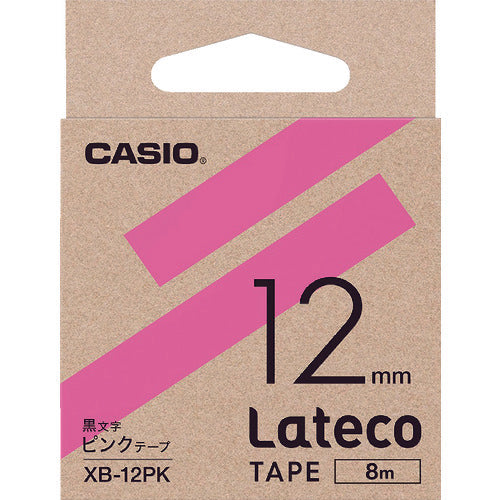 カシオ　ラテコ（Ｌａｔｅｃｏ）専用詰め替えテープ　１２ｍｍ　ピンクテープに黒文字　XB12PK　1 個