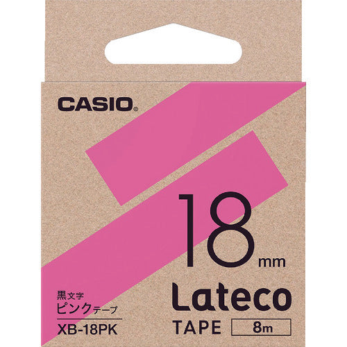 カシオ　ラテコ（Ｌａｔｅｃｏ）専用詰め替えテープ　１８ｍｍ　ピンクテープに黒文字　XB18PK　1 個