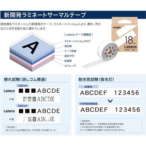 カシオ　ラテコ（Ｌａｔｅｃｏ）専用詰め替えテープ　１８ｍｍ　ピンクテープに黒文字　XB18PK　1 個