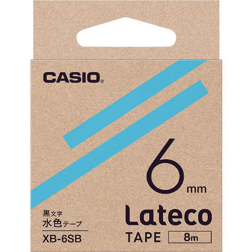 카시오 라테코 (Lateco) 전용 리필 테이프 6mm 하늘색 테이프에 검은 문자 XB6SB 1개