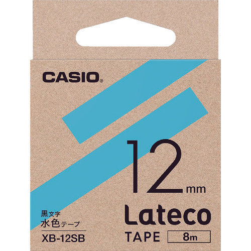 カシオ　ラテコ（Ｌａｔｅｃｏ）専用詰め替えテープ　１２ｍｍ　水色テープに黒文字　XB12SB　1 個