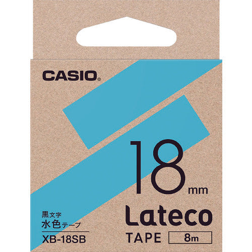 カシオ　ラテコ（Ｌａｔｅｃｏ）専用詰め替えテープ　１８ｍｍ　水色テープに黒文字　XB18SB　1 個