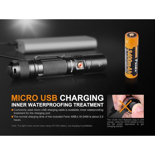 FENIX 충전식 LED 라이트 UC35V2.0 UC35V2.0 1개
