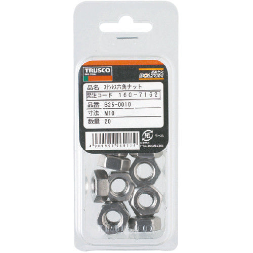 ＴＲＵＳＣＯ　六角ナット１種　ステンレス　サイズＭ３×０．５　１１０個入　B25-0003　1 PK