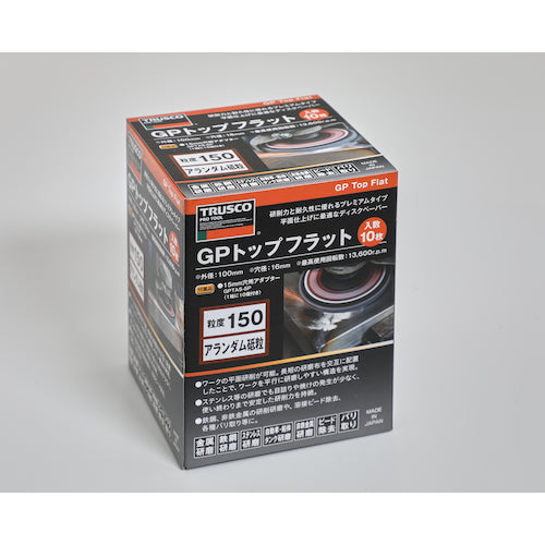 ＴＲＵＳＣＯ　ＧＰトップフラット　アランダム　＃１５０　Φ１００　１０枚入　GPF100-A150　1 箱