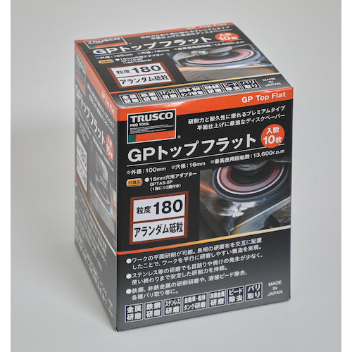 ＴＲＵＳＣＯ　ＧＰトップフラット　アランダム　＃１８０　Φ１００　１０枚入　GPF100-A180　1 箱