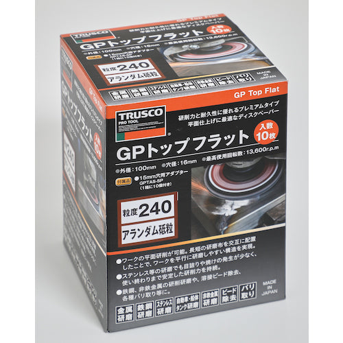 ＴＲＵＳＣＯ　ＧＰトップフラット　アランダム　＃２４０　Φ１００　１０枚入　GPF100-A240　1 箱