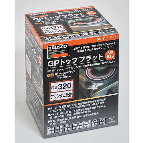 ＴＲＵＳＣＯ　ＧＰトップフラット　アランダム　＃３２０　Φ１００　１０枚入　GPF100-A320　1 箱