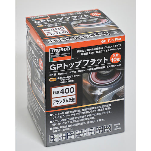 ＴＲＵＳＣＯ　ＧＰトップフラット　アランダム　＃４００　Φ１００　１０枚入　GPF100-A400　1 箱