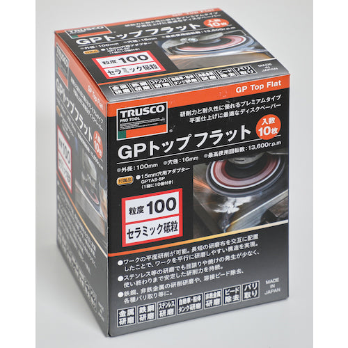 ＴＲＵＳＣＯ　ＧＰトップフラット　セラミック　＃１００　Φ１００　１０枚入　GPF100-C100　1 箱