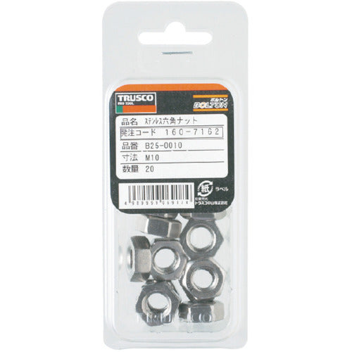 ＴＲＵＳＣＯ　六角ナット１種　ステンレス　サイズＭ２０×２．５　３個入　B25-0020　1 PK