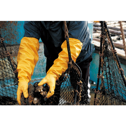 SHOWA Gloves with Arm Covers No. 774 Nitrove Type-R65 Yellow S Size NO774YE-S 1 Pair