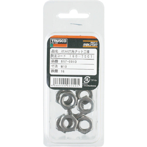 ＴＲＵＳＣＯ　六角ナット３種　ステンレス　Ｍ８×１．２５　４０個入　B57-0008　1 PK