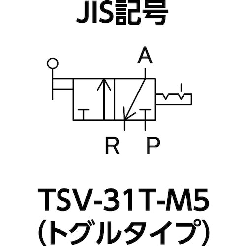 ＴＲＵＳＣＯ　３方向小型切替バルブ　３ポート　Ｍ５　トグルレバータイプ　TSV-31T-M5　1 個