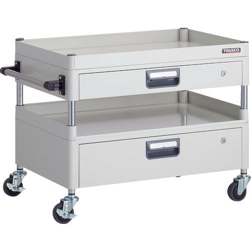 TRUSCO Tool Wagon Phoenix Wagon, Noise-reducing, 750 x 500 x H600, with drawers and 3-sided shelves, White, PEW-671H1VZ-W, 1 unit