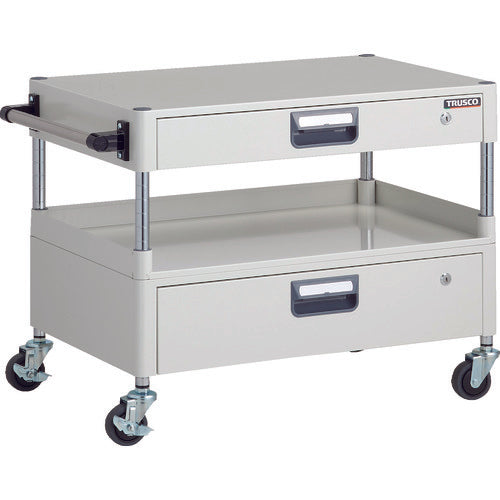 TRUSCO Tool Wagon Phoenix Wagon, Noise-reducing, 750 x 500 x H600, with drawers and 3-sided shelves, White, PEW-67H1VZ-W, 1 unit