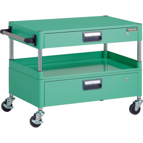 TRUSCO Tool Wagon Phoenix Wagon Noise-reducing 750 x 500 x H600 with drawers and 3-sided shelves Young Green PEW-67H1VZ-YG 1 unit