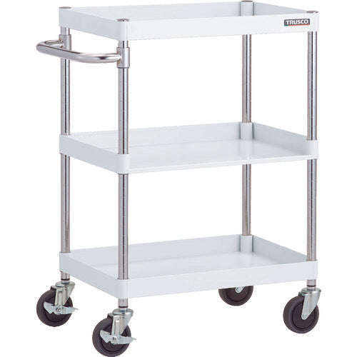 TRUSCO Tool Wagon Phoenix Wagon, Noise-reducing, 600 x 400 x H880, with 3-sided shelves, White, PEW-962H1-W, 1 unit