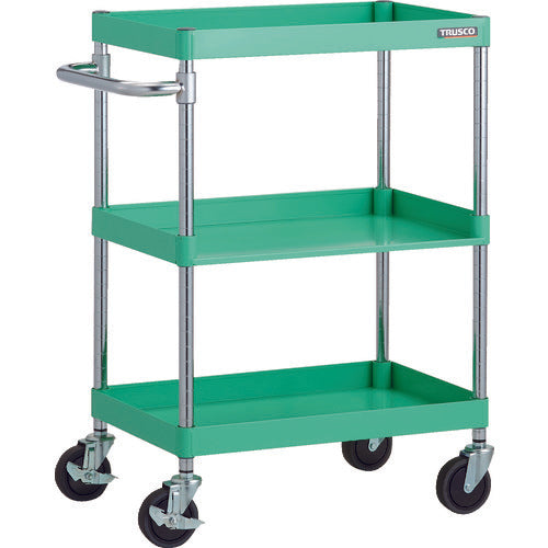 TRUSCO Tool Wagon Phoenix Wagon, Noise-reducing, 600 x 400 x H880, with 3-sided shelves, Young Green, PEW-962H1-YG, 1 unit