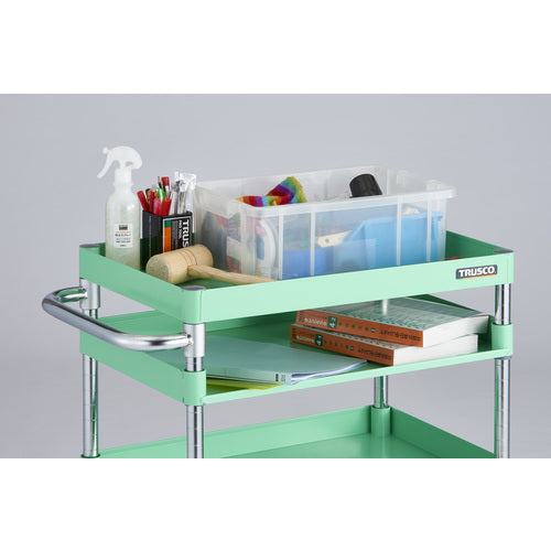 TRUSCO Tool Wagon Phoenix Wagon, Noise-reducing, 600 x 400 x H880, with 3-sided shelves, Young Green, PEW-962H1-YG, 1 unit