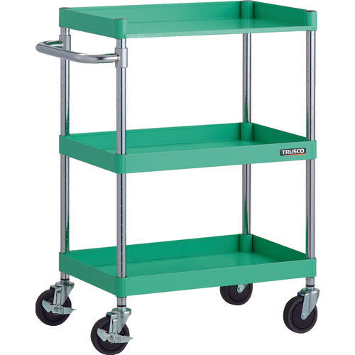 TRUSCO Tool Wagon Phoenix Wagon, Noise-reducing, 600 x 400 x H880, with 3-sided shelves, Young Green, PEW-962H1-YG, 1 unit