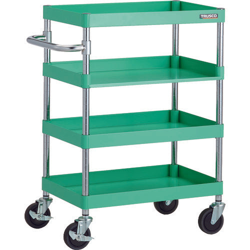 TRUSCO Tool Wagon Phoenix Wagon, Noise-reducing, 600 x 400 x H880, with 3-sided shelves, Young Green, PEW-963H1-YG, 1 unit