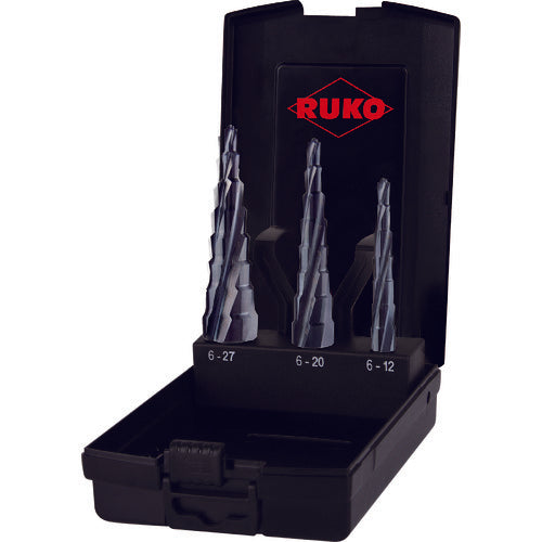 ＲＵＫＯ　４枚刃スパイラルステップドリル　３本セット　ハイス　ルナテックコーティング　101087PRO　1 Ｓ