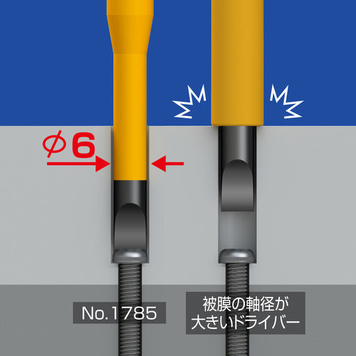 アネックス　絶縁ドライバー　落下防止スリム　刃先−６×軸長１００ｍｍ　先端軸長Φ６　1785-6-100　1 本