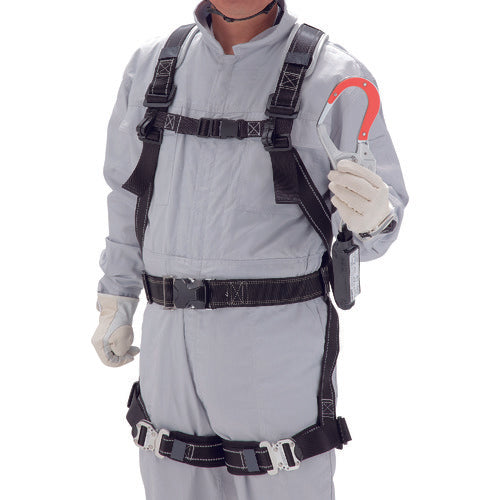 토요 세프티 풀 하네스형 권취식(소형) 타입 1 싱글 랜야드(적색 수지 형광판 후크) 133-TR-R 1개