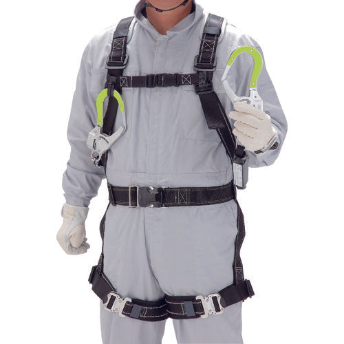 토요 세프티 풀 하네스형 권취식(소형) 타입 1 더블 랜야드(황색 수지 형광 플레이트 후크) 133 W-TR-Y 1개