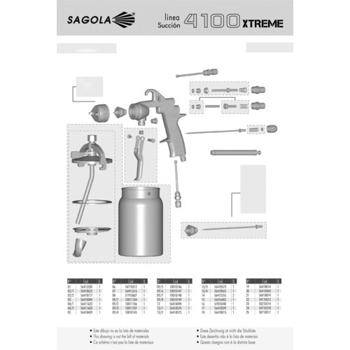 ＳＡＧＯＬＡ　【売切廃番】　４１００　ＸＴＲＥＭＥスプレーガン（吸上式）　ノズル口径　Φ１．４　10120601　1 台