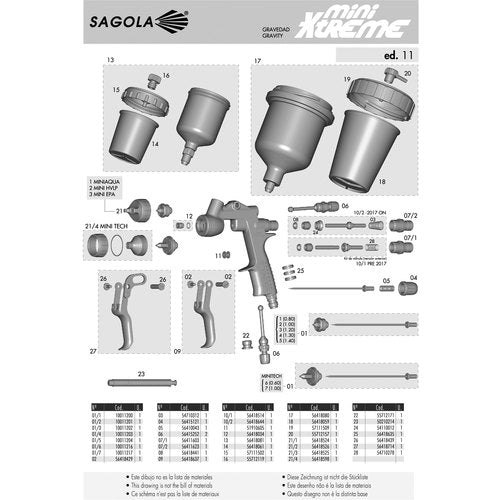 ＳＡＧＯＬＡ　【売切商品】　ｍｉｎｉ　ＸＴＲＥＭＥ小型スプレーガン（重力式）　ＨＶＬＰ　ノズル口径　Φ１．３　10111804　1 台