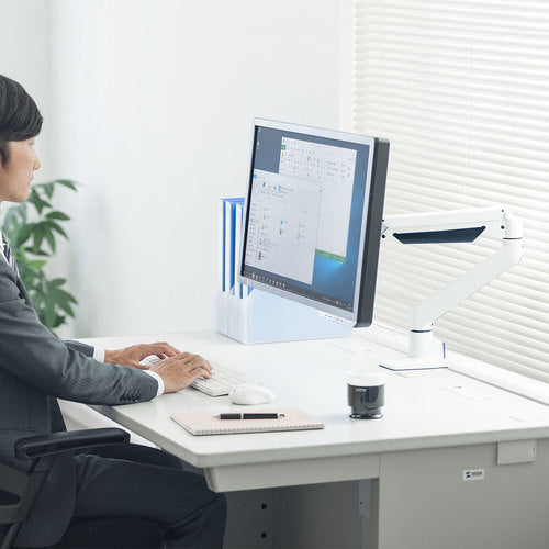 SANWA Horizontal/Vertical Articulated LCD Monitor Arm (White) CR-LA1301WN2 1 unit