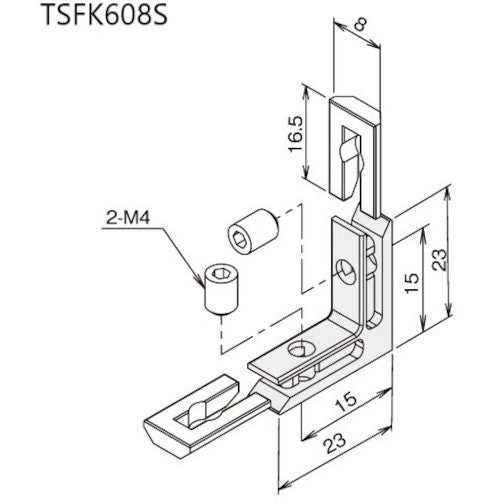 ＴＲＵＳＣＯ　ＴＳＦ２０用ＳブラインドブラケットＳＳ（後入れタイプ）　TSFK608S　1 個