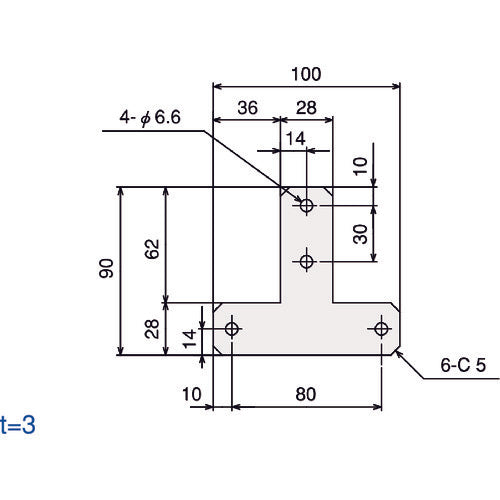 ＴＲＵＳＣＯ　ＴＳＦ３０用ＳプレートブラケットＳ−Ｔ型　TSFJ103S　1 個