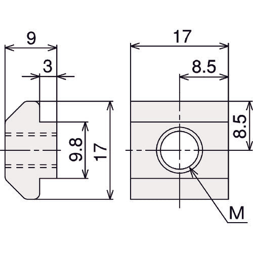 ＴＲＵＳＣＯ　ＴＳＦ４０用ＴナットＬ（Ｍ６）　TSFB003　1 個