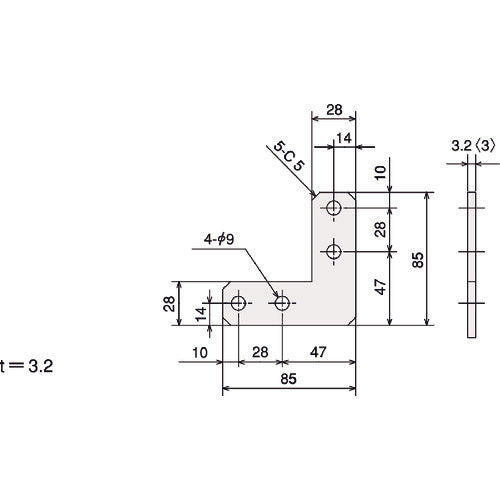 ＴＲＵＳＣＯ　ＴＳＦ４０用ＳプレートブラケットＬ−Ｌ型　TSFJ106S　1 個