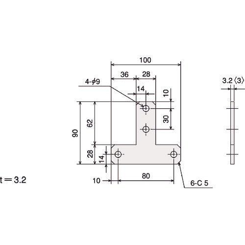 ＴＲＵＳＣＯ　ＴＳＦ４０用ＳプレートブラケットＬ−Ｔ型　TSFJ107S　1 個