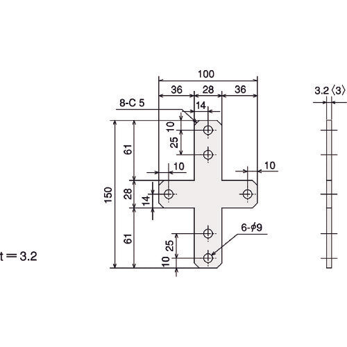 ＴＲＵＳＣＯ　ＴＳＦ４０用ＳプレートブラケットＬ−＋型　TSFJ108S　1 個