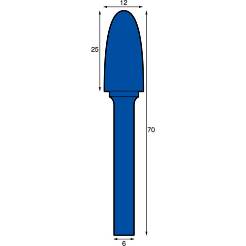 NRS Carbide Bur, Tsukushi S-INOX Cut, Blade Diameter 12 x Blade Length 25 x Shaft Diameter 6 x Shaft Length 45, Brazed, TCBINX9700, 1 pc