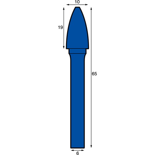 NRS Carbide Bur, Pointed D-Steel Cut, Blade Diameter 10 x Blade Length 19 x Shaft Diameter 6 x Shaft Length 46, Brazed, TCBSTL6500, 1 pc