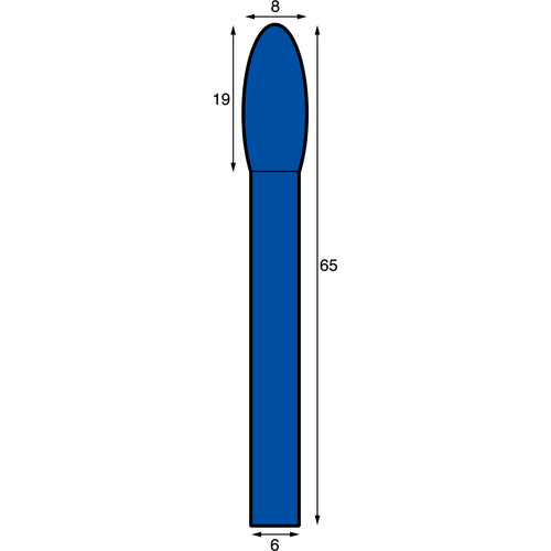 NRS Carbide Bur, Elliptical S-INOX Cut, Blade Diameter 8 x Blade Length 19 x Shaft Diameter 6 x Shaft Length 46, Brazed, TCBINX5550, 1 pc