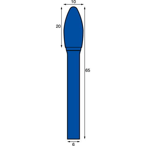NRS Carbide Bur, Oval S-INOX Cut, Blade Diameter 10 x Blade Length 19 x Shaft Diameter 6 x Shaft Length 46, Brazed, TCBINX5555, 1 pc